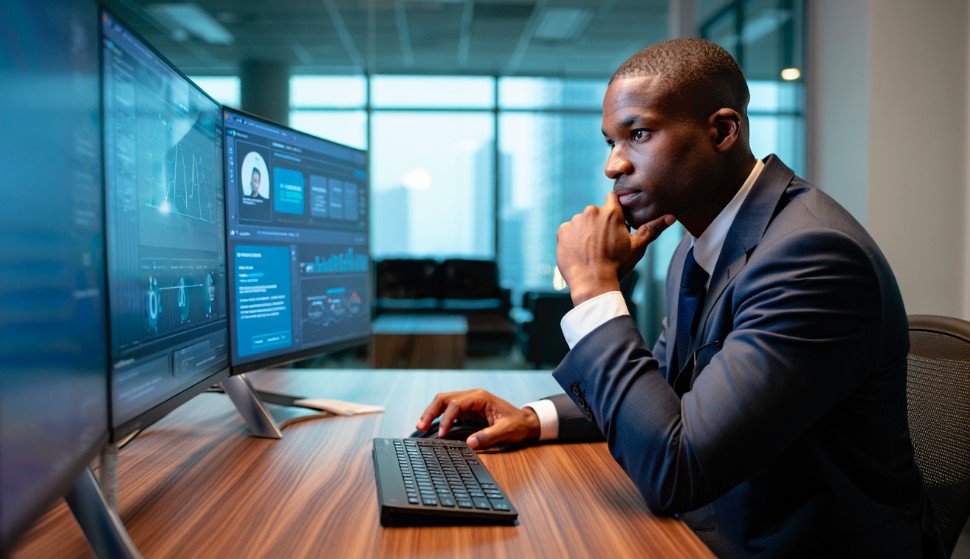 Ejecutivo revisando datos críticos relacionados con experiencias de clientes insatisfechos. Ejecutivo revisando datos críticos relacionados con experiencias de clientes insatisfechos.