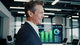 CEO empresarial contento por el resultado exitoso de implementar las mejores herramientas con inteligencia artificial en su empresa. CEO empresarial contento por el resultado exitoso de implementar las mejores herramientas con inteligencia artificial en su empresa.