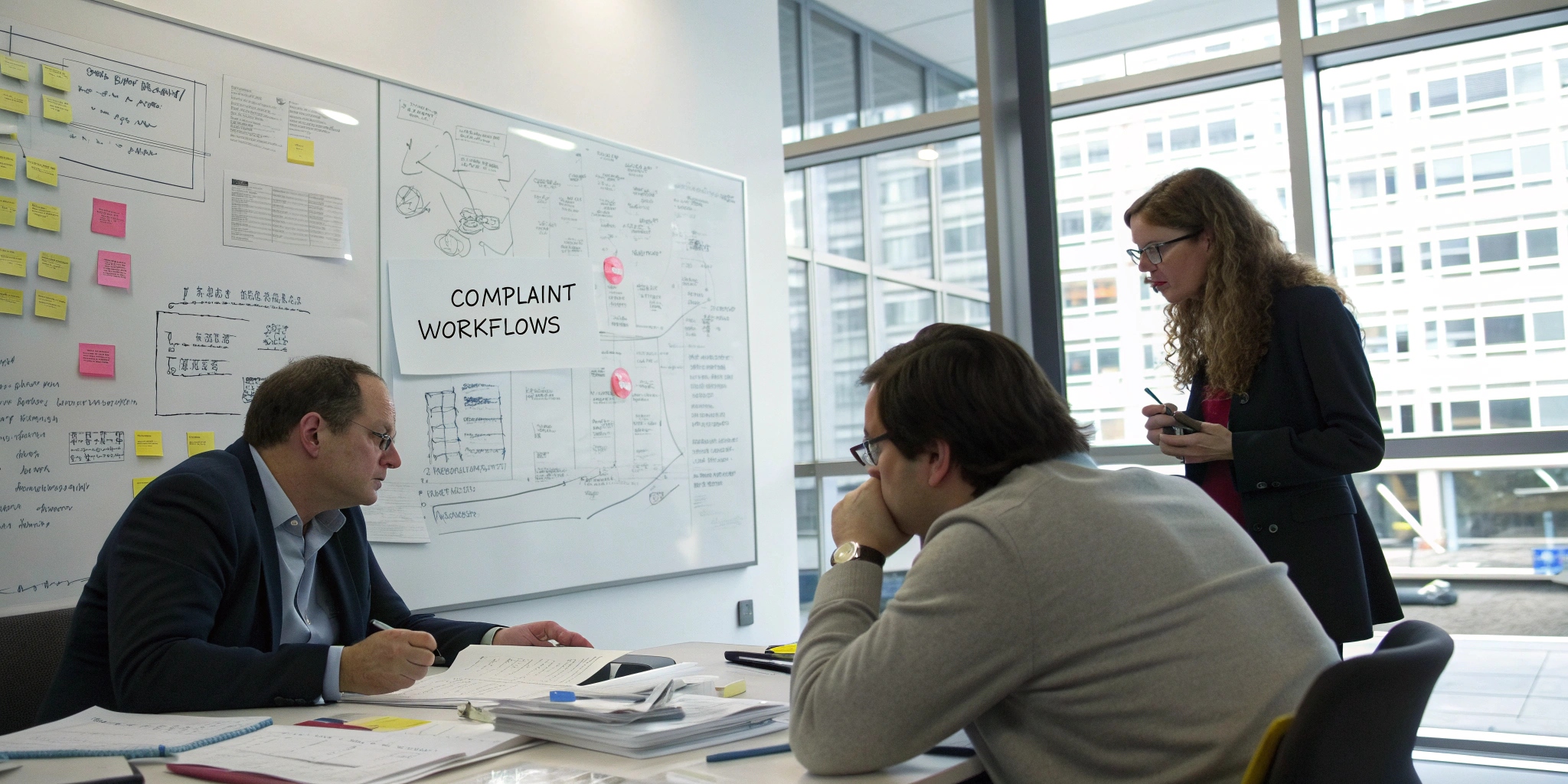 Departamento legal diseñando flujos de trabajo de compliance y gestión de quejas en un entorno corporativo colaborativo. Departamento legal diseñando flujos de trabajo de compliance y gestión de quejas en un entorno corporativo colaborativo.