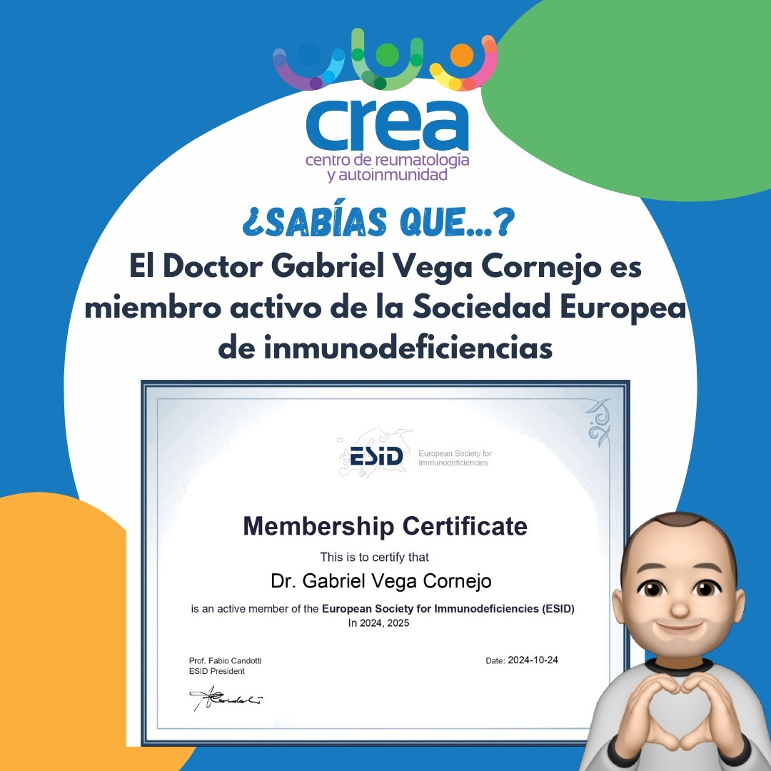 Dr. Gabriel Vega, Miembro Activo de la Sociedad Europea de Inmunodeficiencias