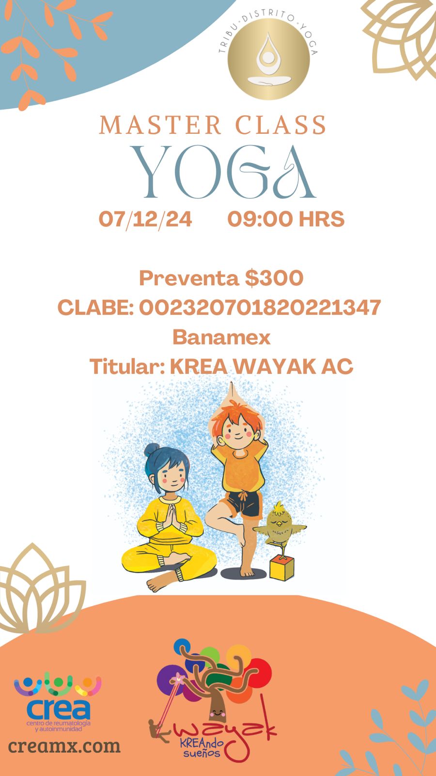 Datos de depósito para la masterclass de yoga Datos de depósito para la masterclass de yoga