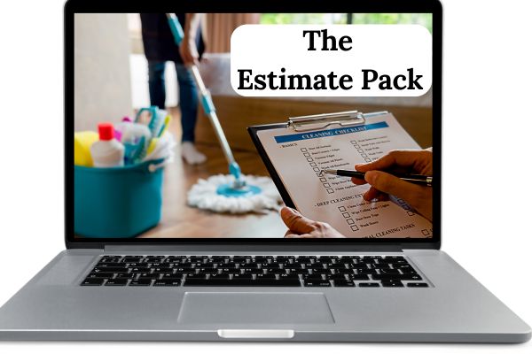 laptop with the estimate pack written on it