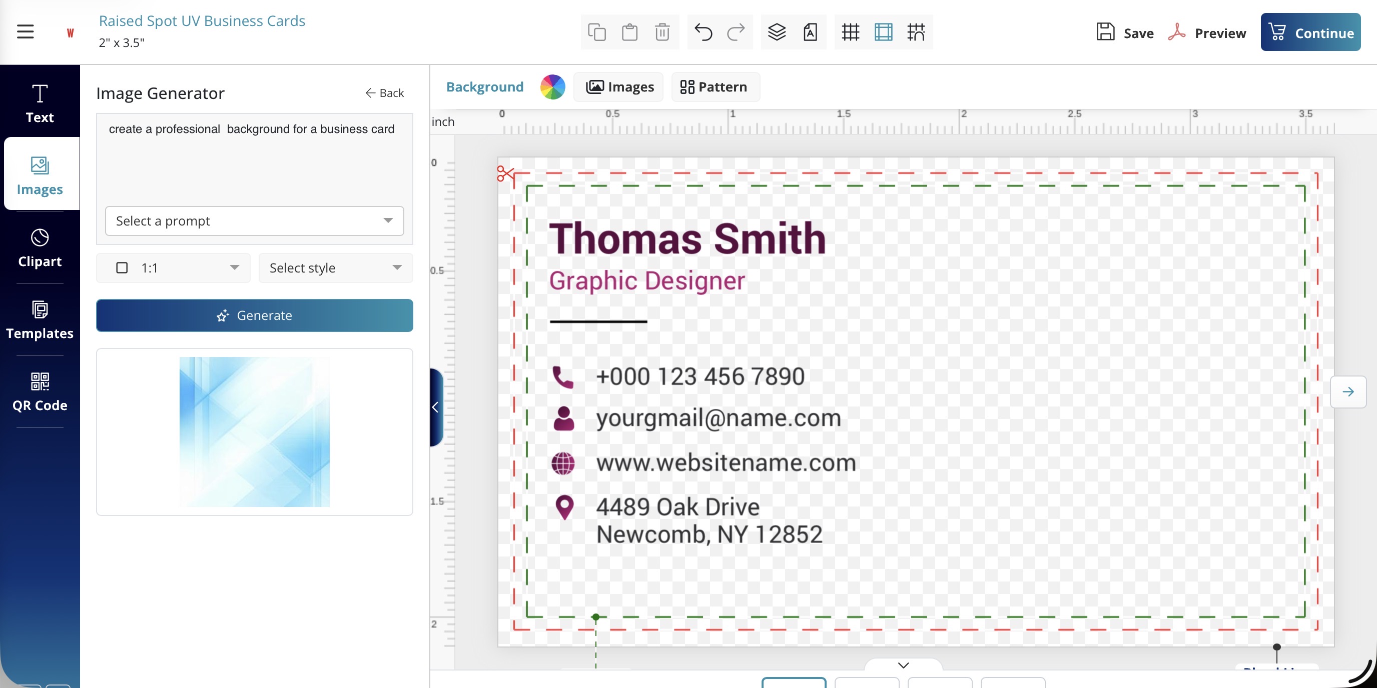 Online Design Tool Interface with AI Image Generator
