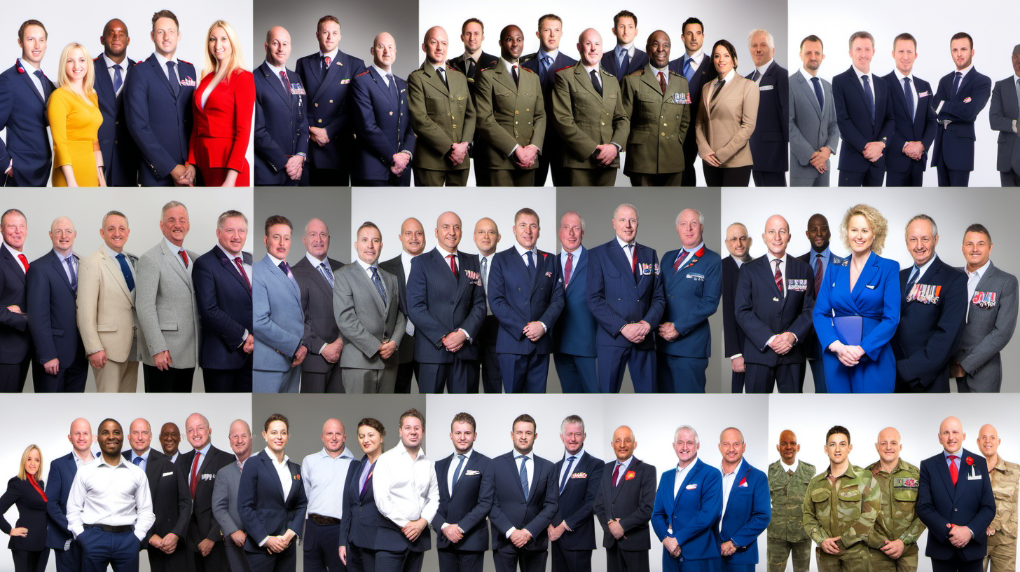 Collage of successful veteran entrepreneurs, showcasing their business achievements and the effective application of military leadership in entrepreneurship.