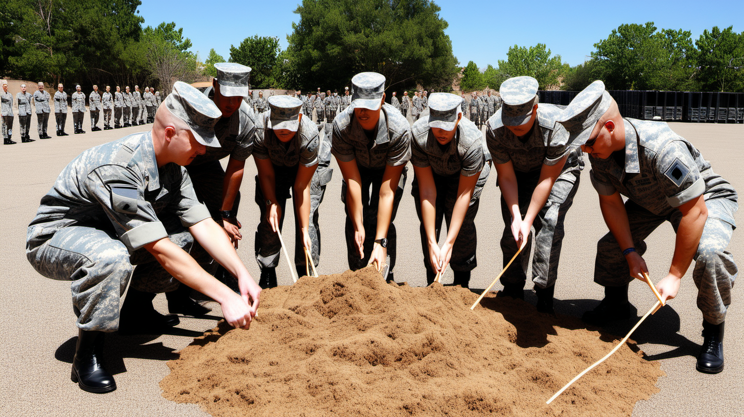 Business team in a cohesion-building activity, fostering teamwork and mutual respect inspired by military unit strength.