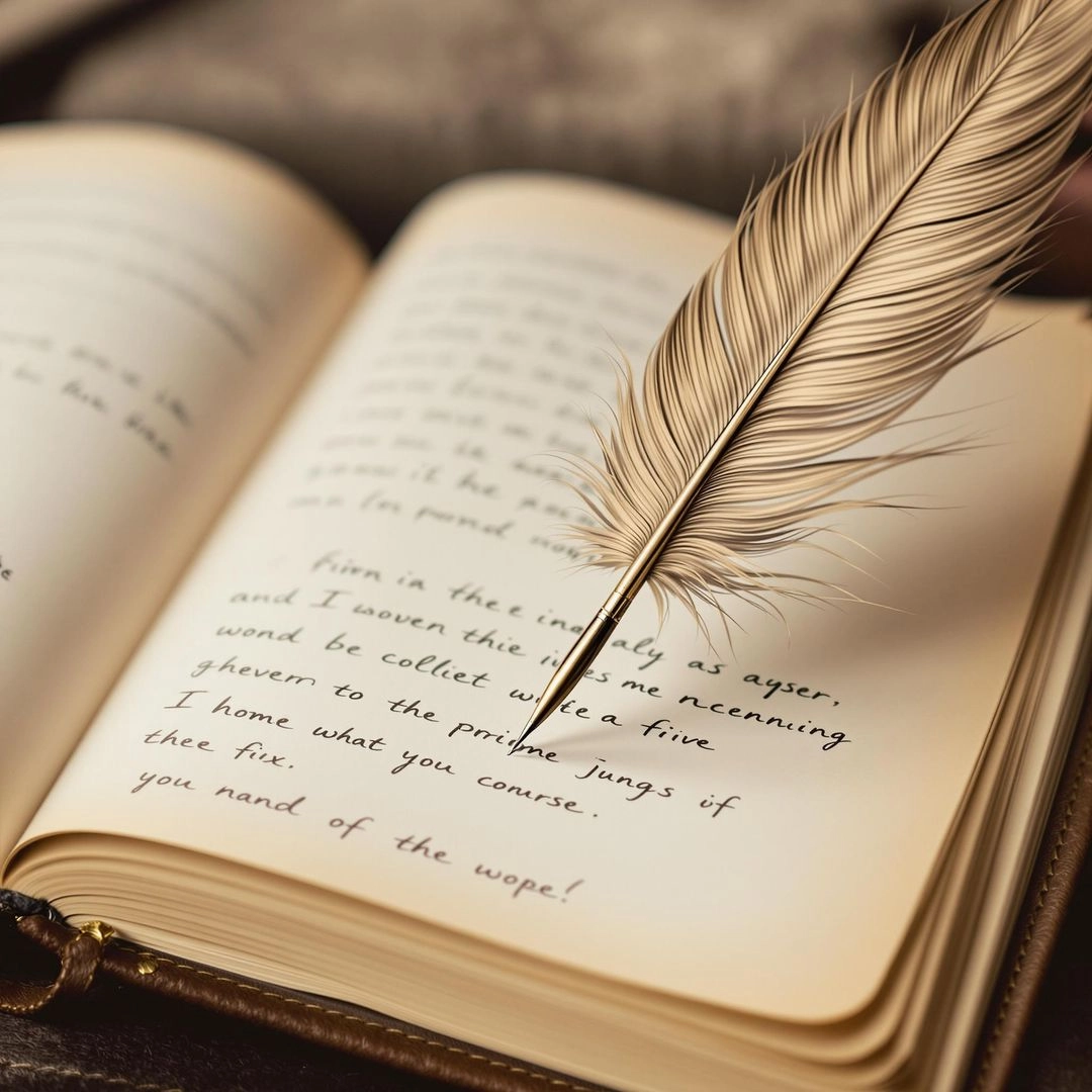 An open book and a writing quill An open book and a writing quill
