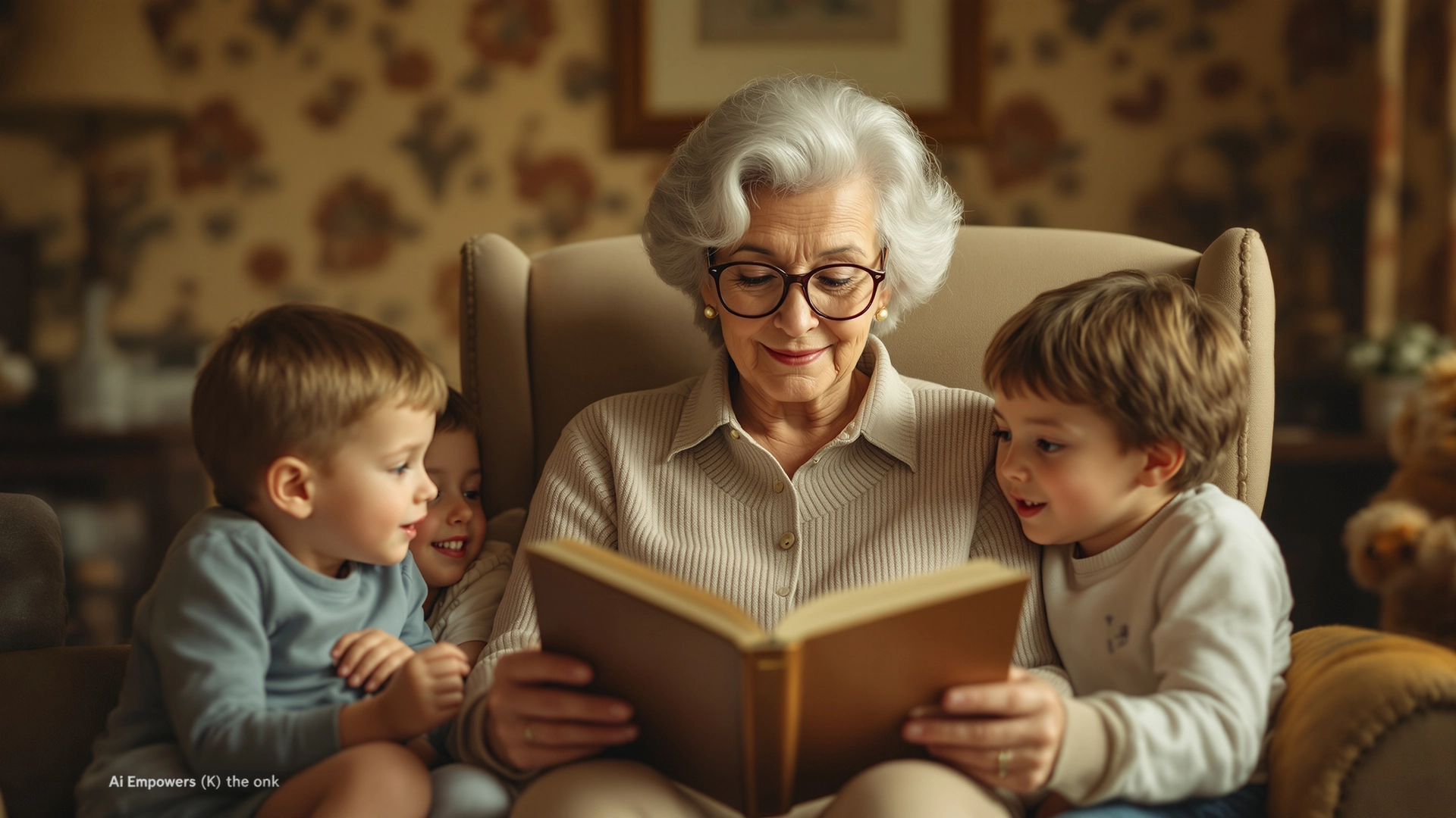 grandmother reading to her grandkids grandmother reading to her grandkids