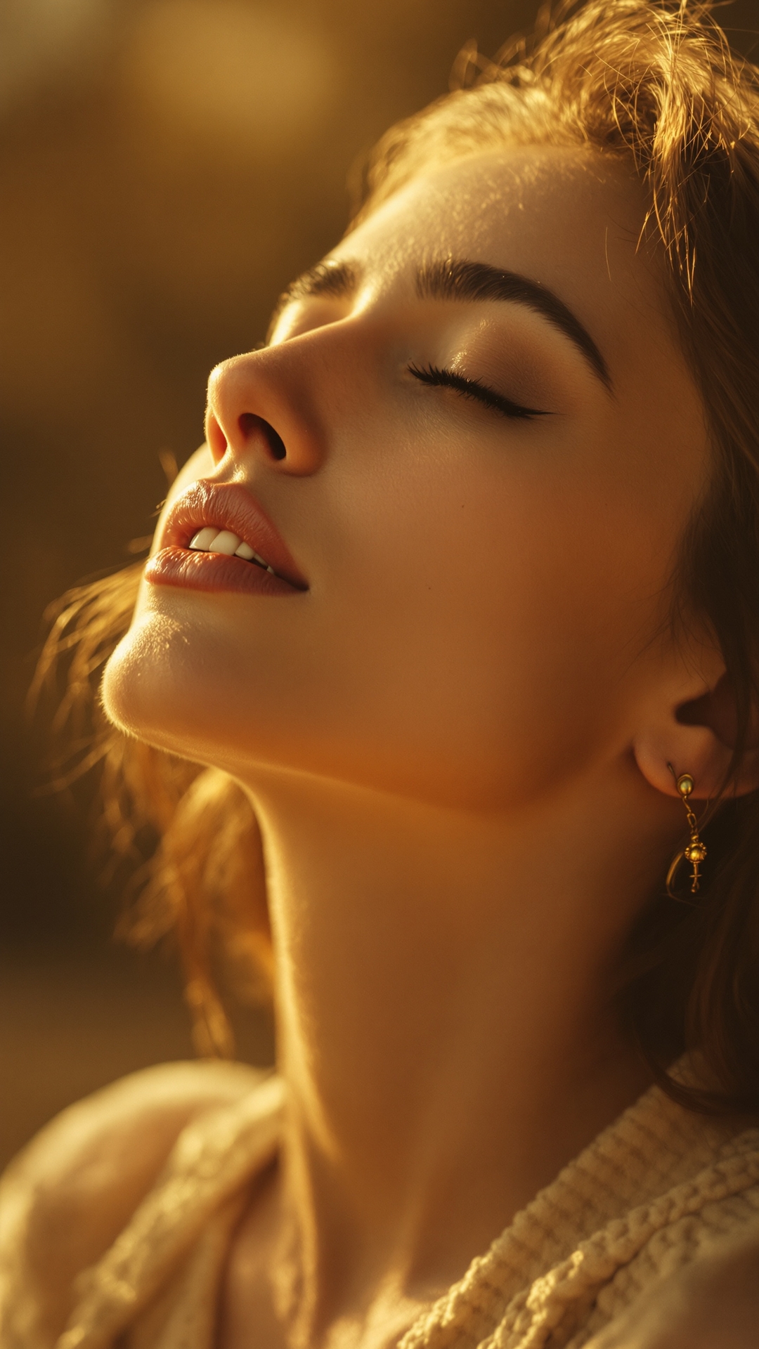A woman with her head back breathing again after a hard season