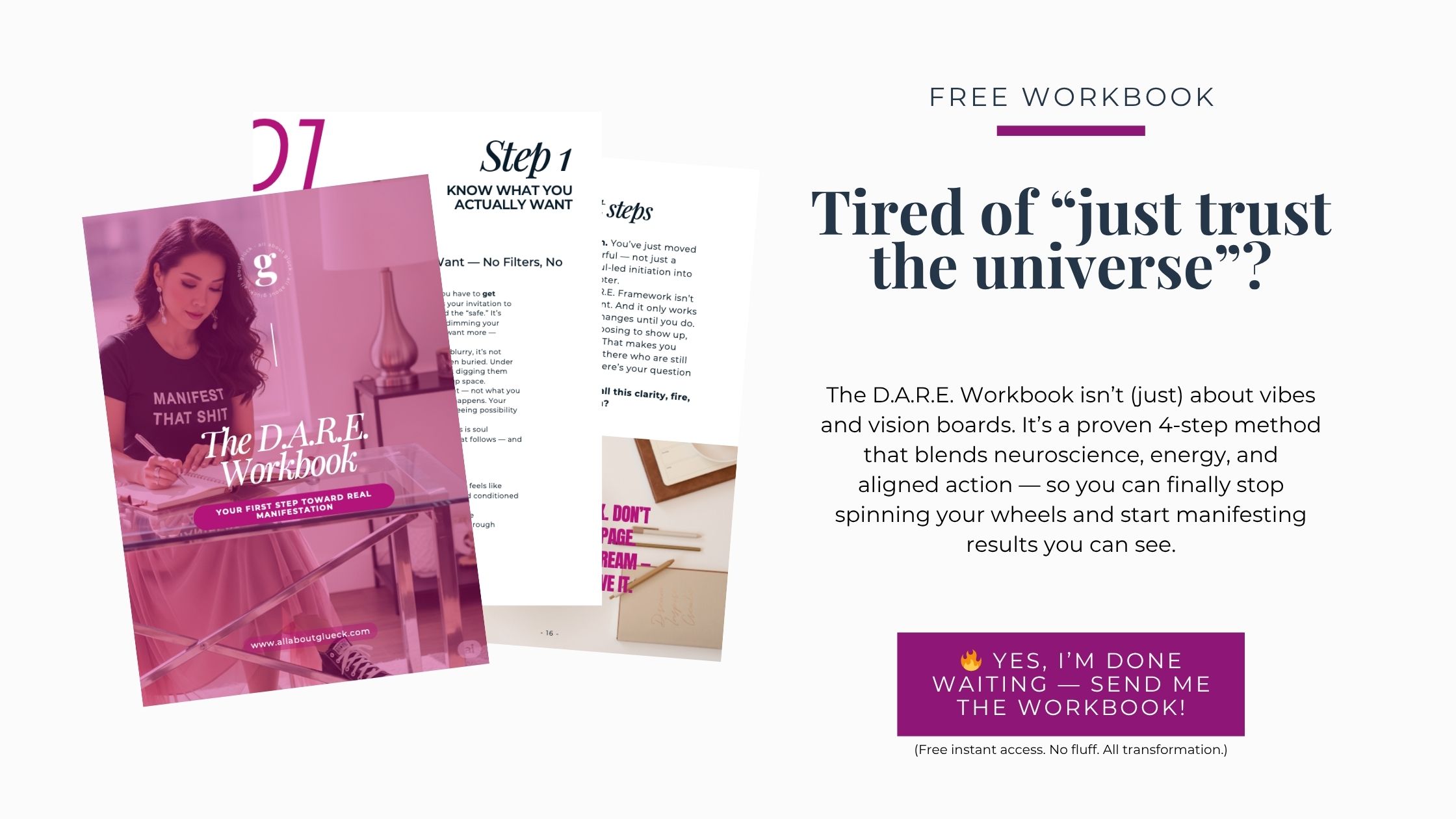 Call To Action to download the D.A.R.E. Workbook for FREE!