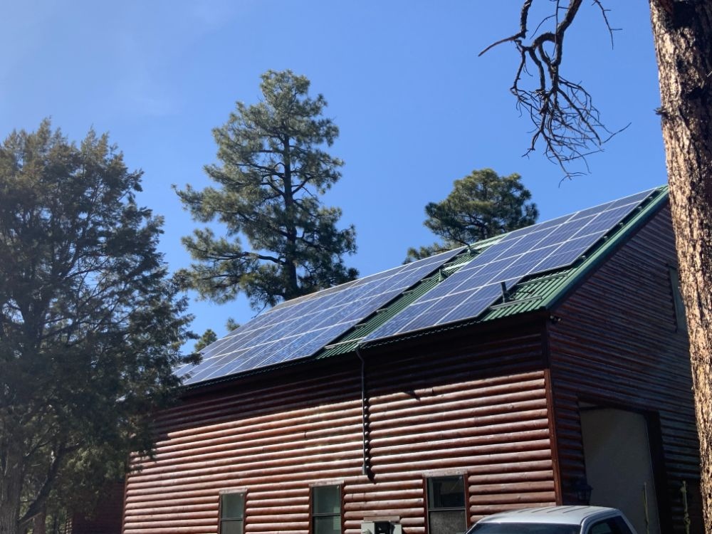 Solar panel installation on a residential roof
