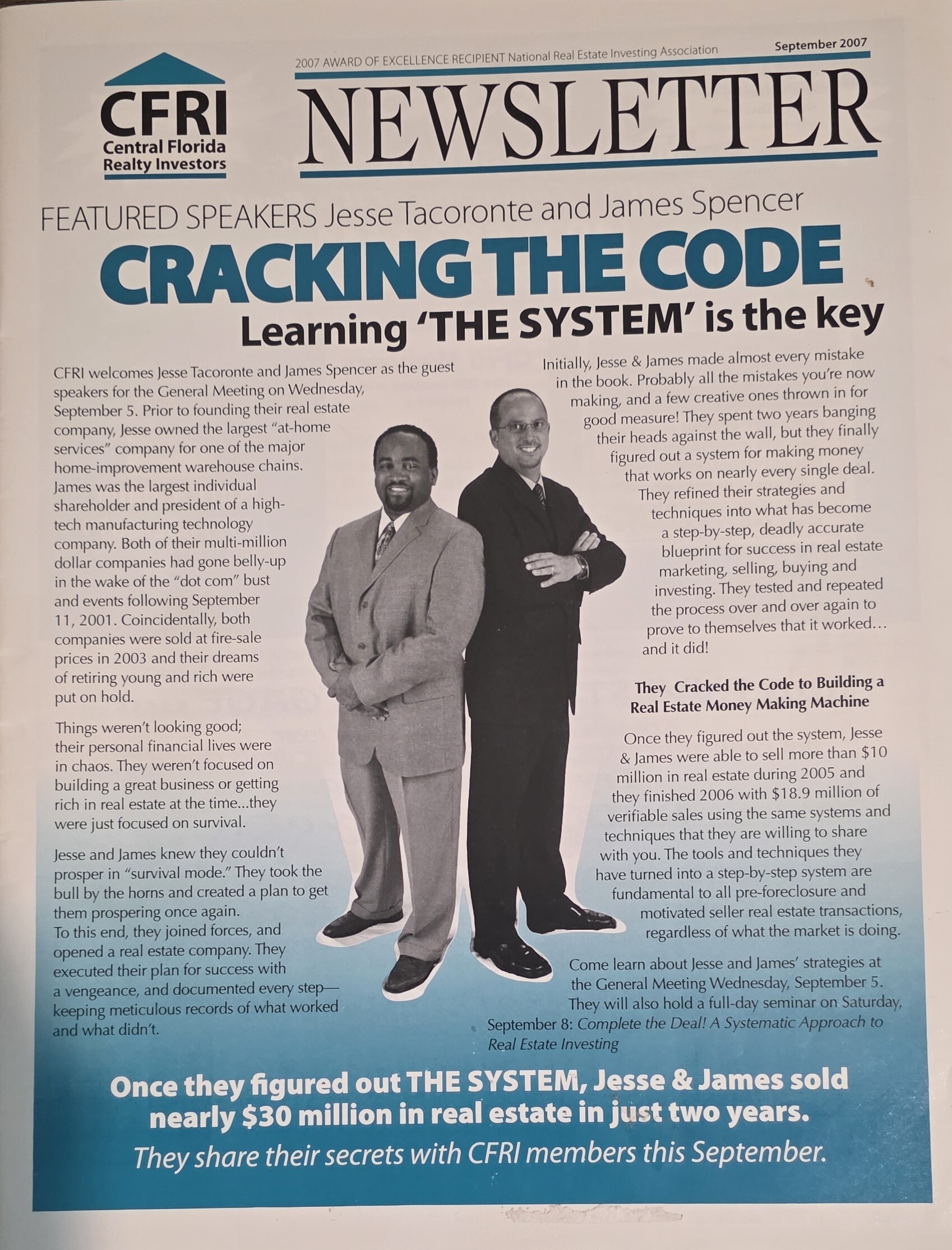 CFRI Newsletter featuring Jesse Tacoronte - September 2007