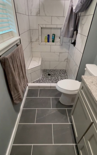 Bathroom tiling and toilet installation