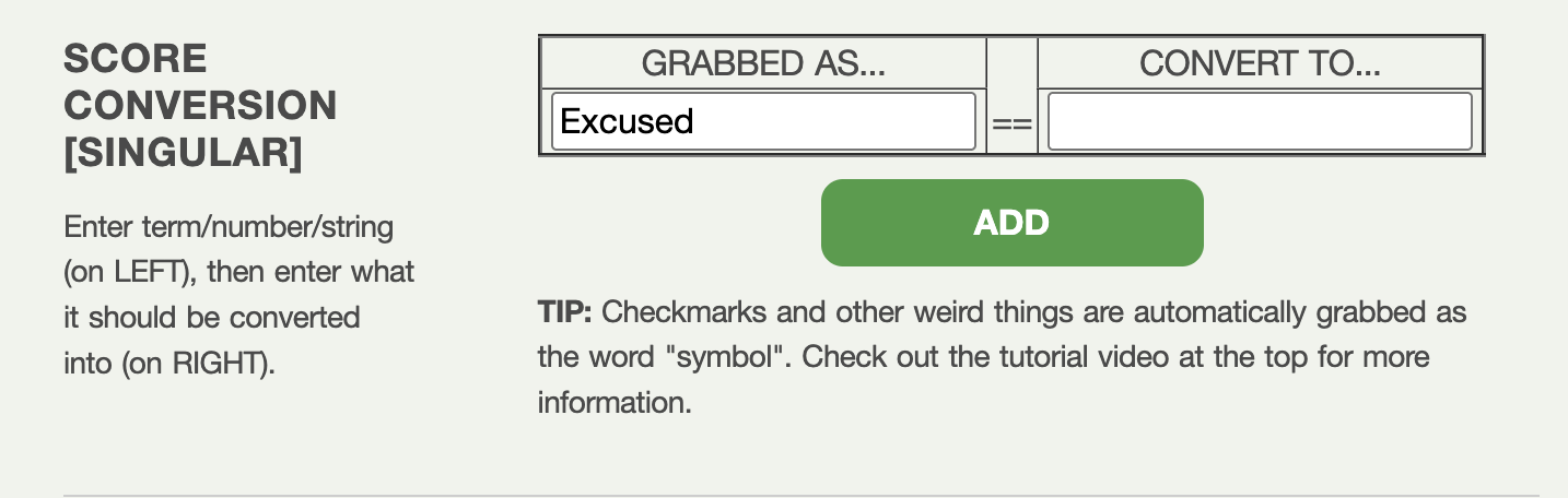 Score Converter Singular Blank Score Converter Singular Blank
