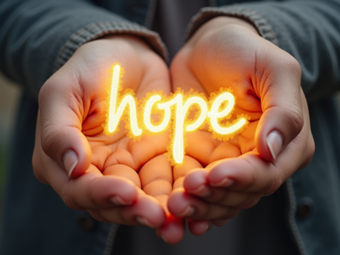 Hands Holding the Word Hope Hands Holding the Word Hope