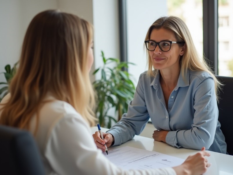 counselor talking to client counselor talking to client