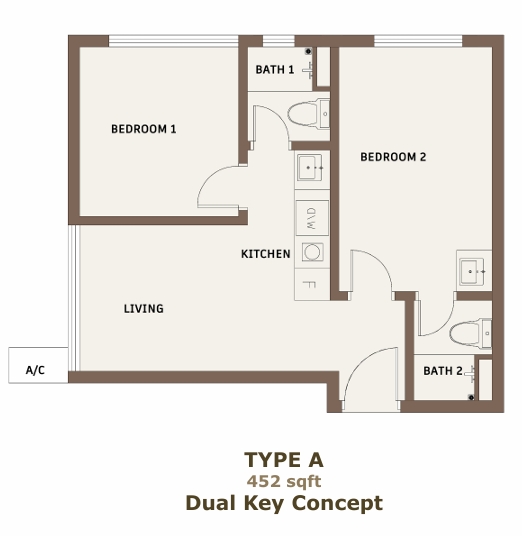 Type A Dual-Key Unit Layout