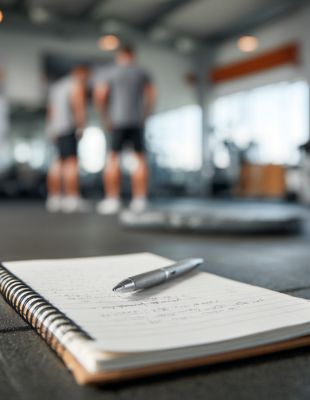 A training journal and pen rest on the gym floor, symbolising reflection and emotional regulation in athletes after intense practice. A training journal and pen rest on the gym floor, symbolising reflection and emotional regulation in athletes after intense practice.