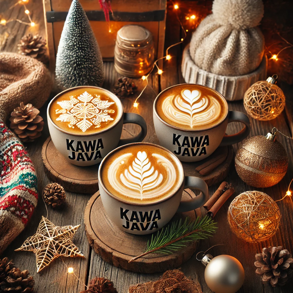 Latte art, coffee art, latte designs, holiday coffee, seasonal latte, creative coffee, barista art, latte art ideas, coffee culture, Kawa Java, coffee season, espresso art, steamed milk designs, coffee creativity, warm coffee vibes
