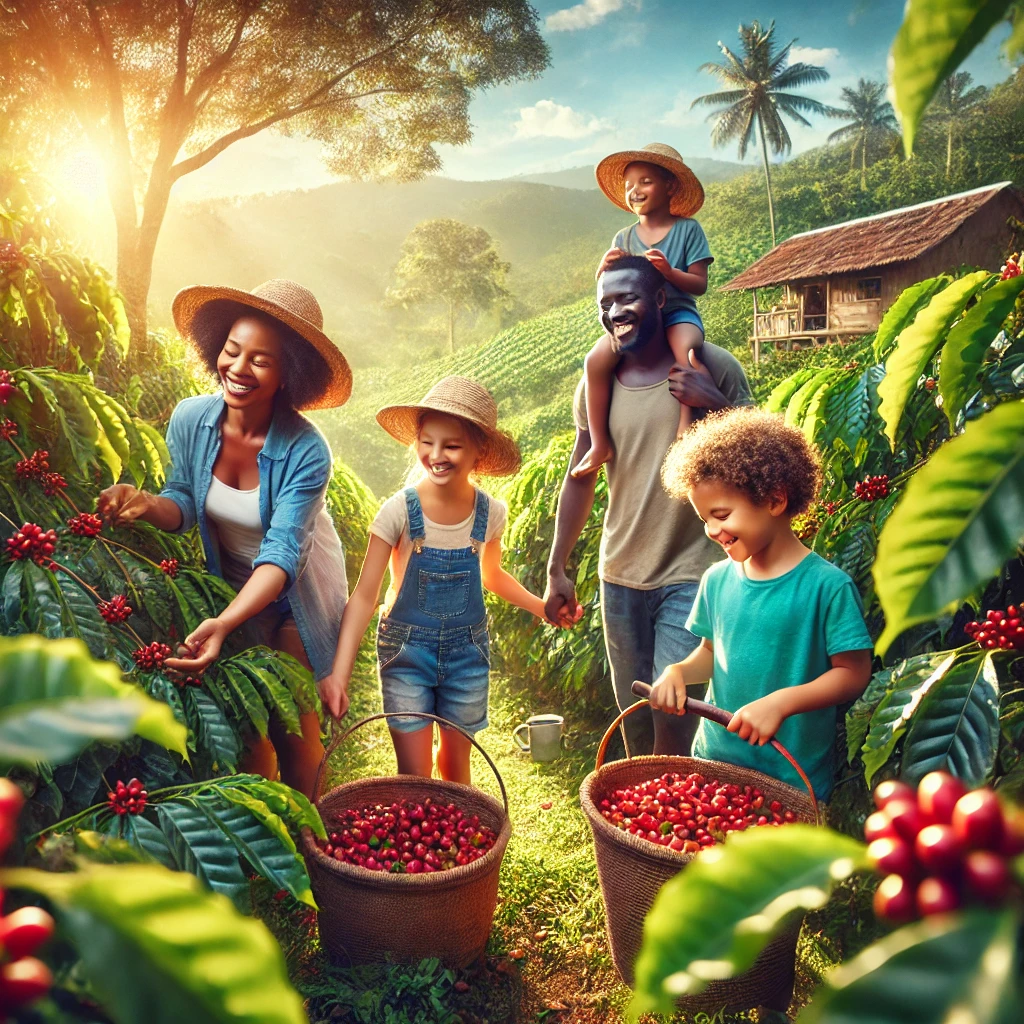 family coffee farms, children helping on farms, coffee farming traditions, cultural heritage, sustainable coffee farming, family bonds, teamwork on farms, coffee farming vacations, coffee roots, life skills through farming, farming together, coffee culture, preserving traditions, rural family farming, coffee harvest season