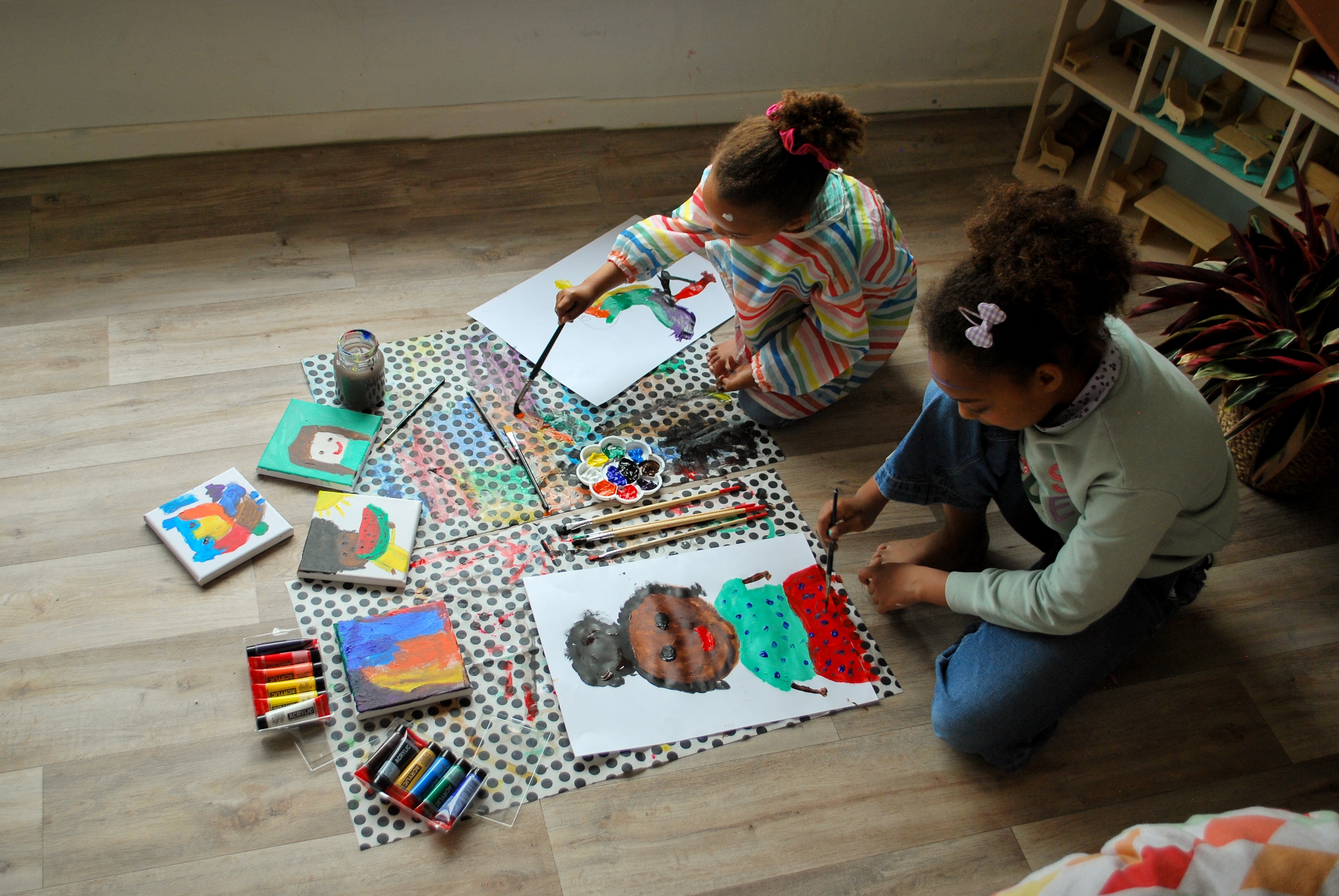 Children expressing emotions through art.