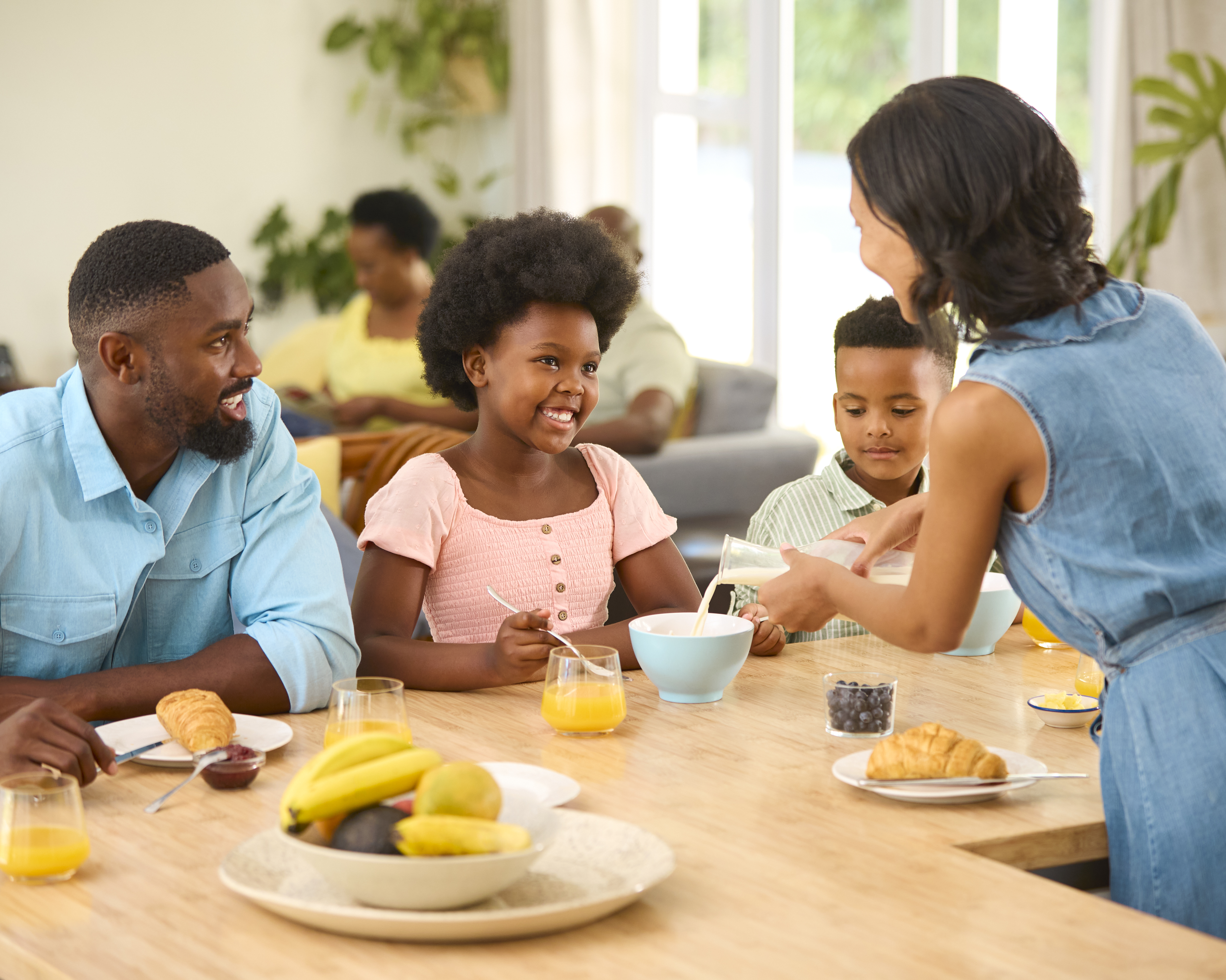 The mother gives her children a list of options rather than an open-ended response. The mother gives her children a list of options rather than an open-ended response.