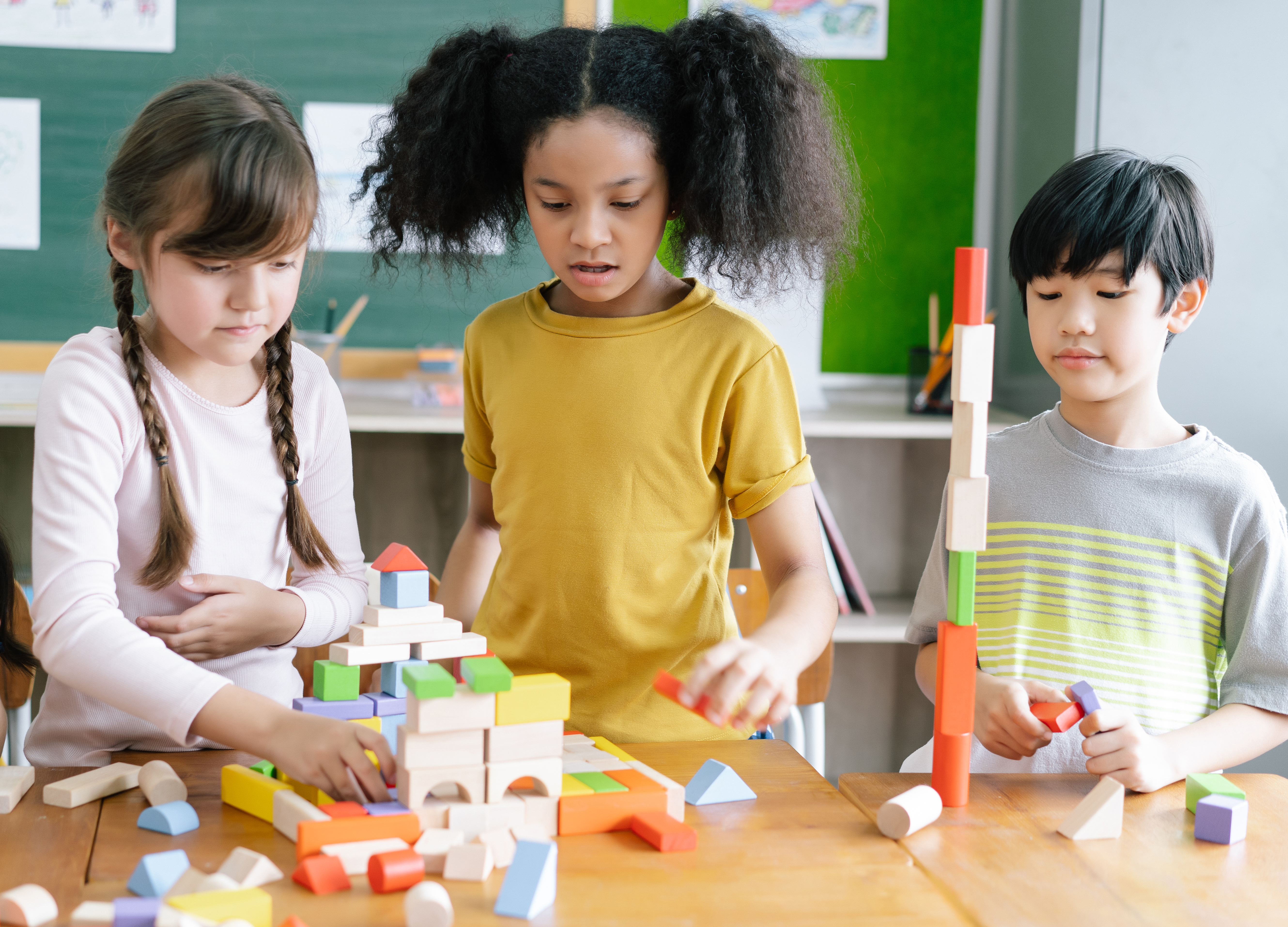 The children plan to build structures based on their thoughts or imagination. The children plan to build structures based on their thoughts or imagination.