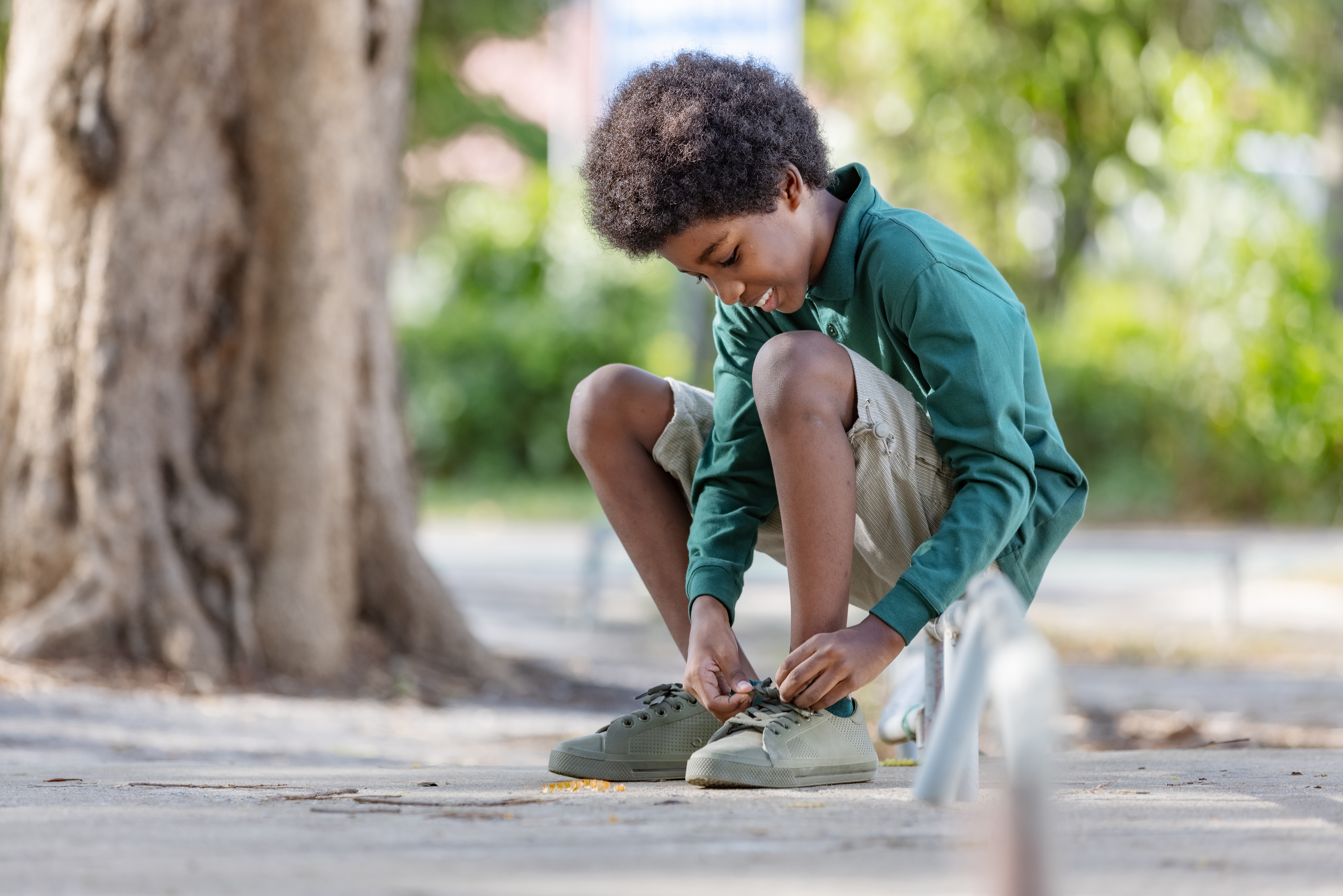 The child is now able to tie his shoes. The child is now able to tie his shoes.