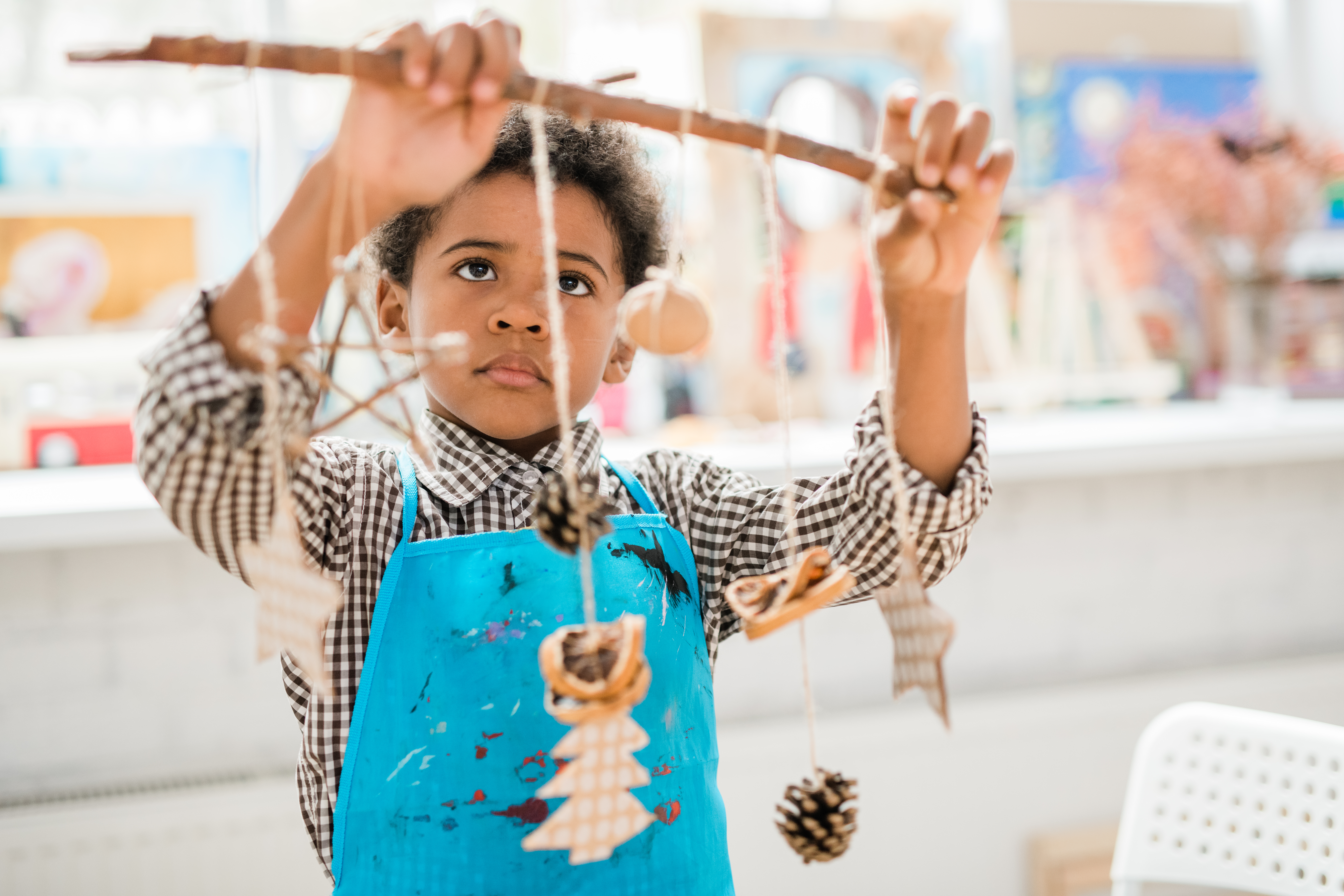 Little boy make handmade decor