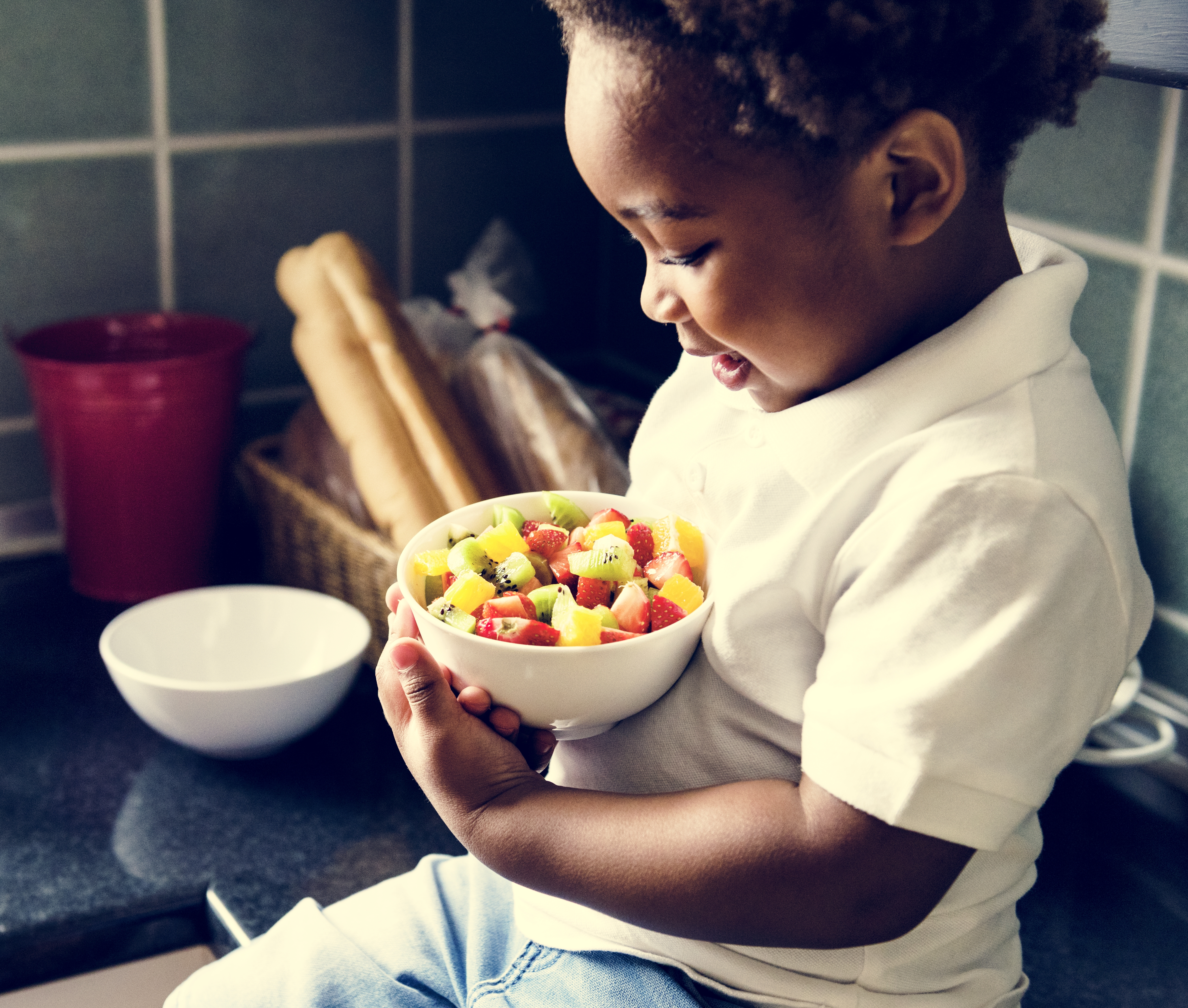 Little girl looking at the food. Little girl looking at the food.