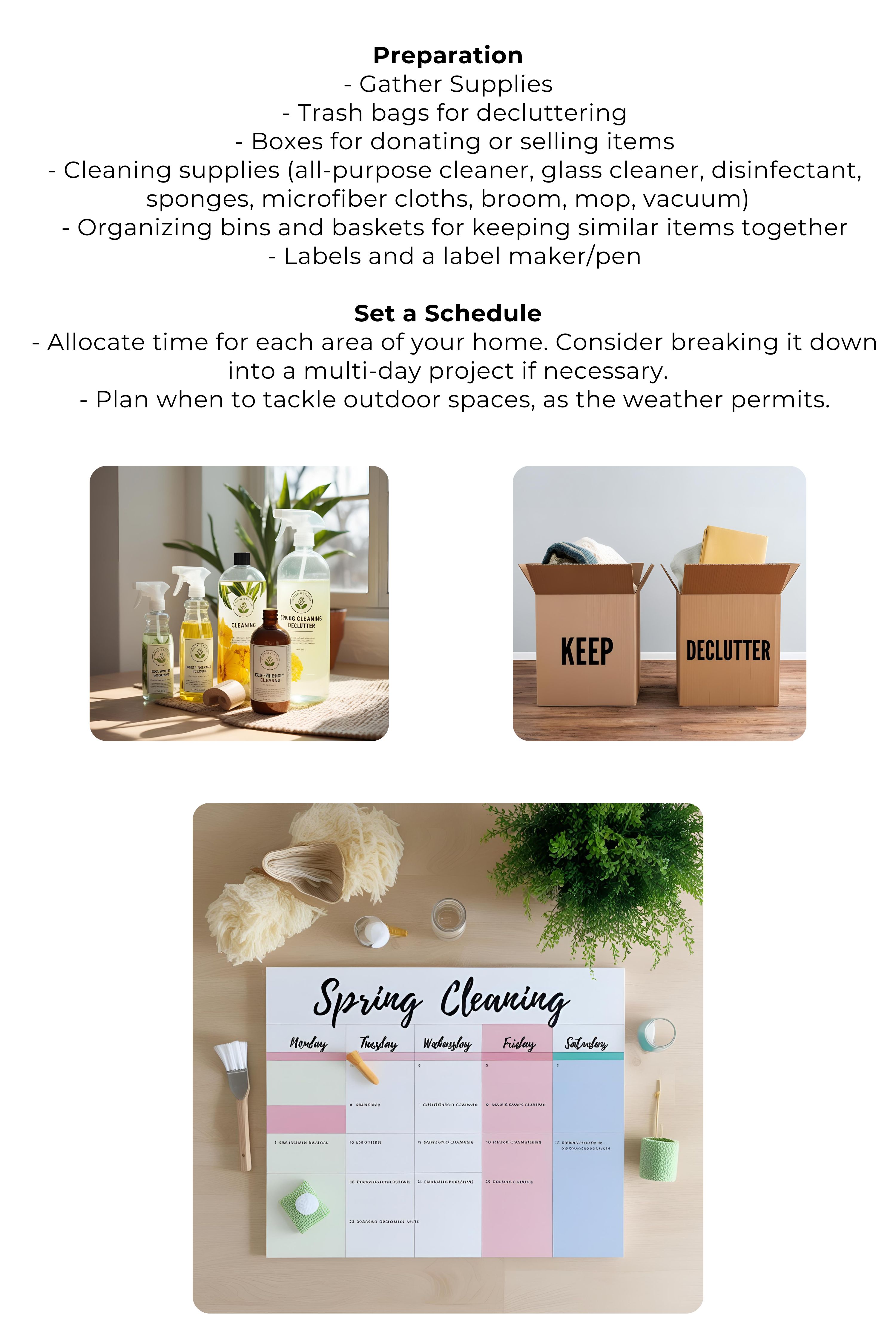 Spring Cleaning Schedule
