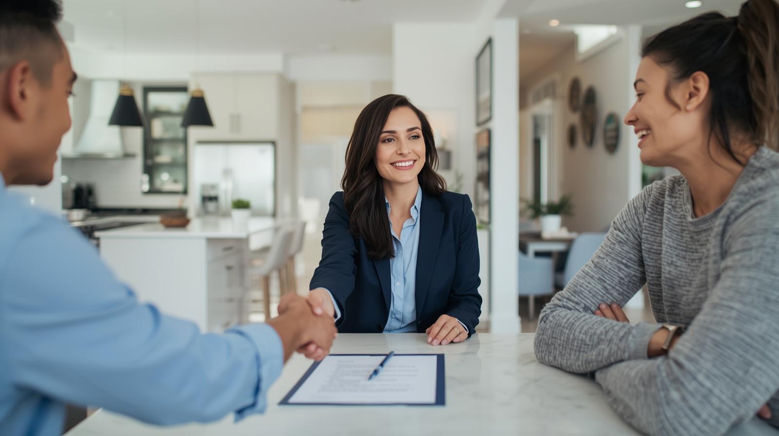 Realtor helping home buyers inside a Fairfax County property