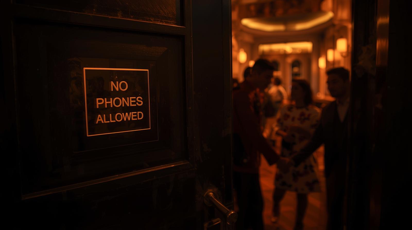 Guests checking in phones before entering DC’s first no-phones bar.