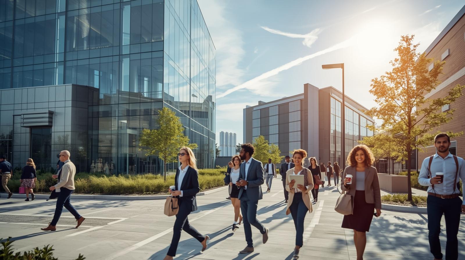 Modern office buildings and data centers in Ashburn, Virginia’s tech hub. Modern office buildings and data centers in Ashburn, Virginia’s tech hub.