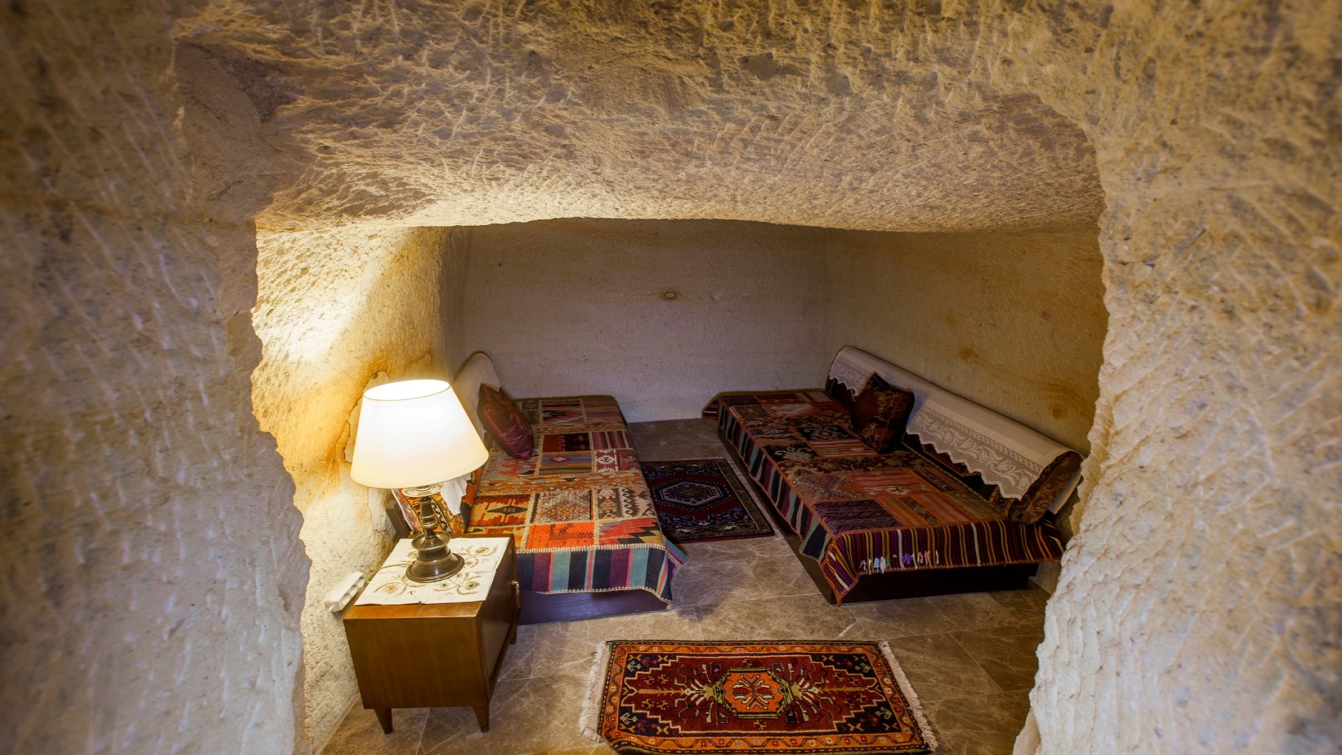 Separate living room area in deluxe double room Cappadocia retreat