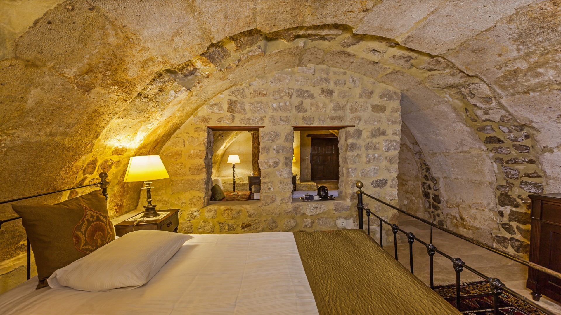 Comfortable sleeping area in 55m2 suite room at Cappadocia retreat