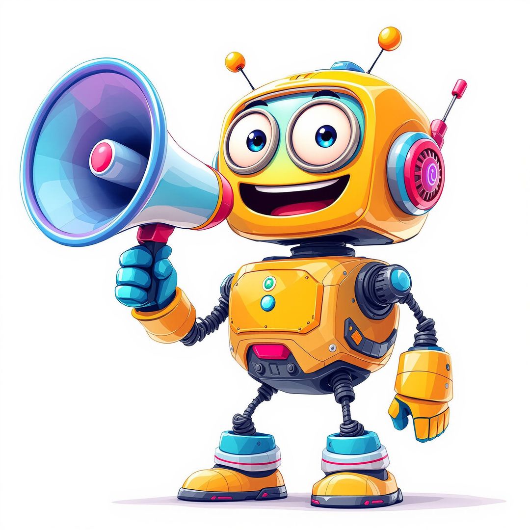 AI voice bot talking through megaphone AI voice bot talking through megaphone