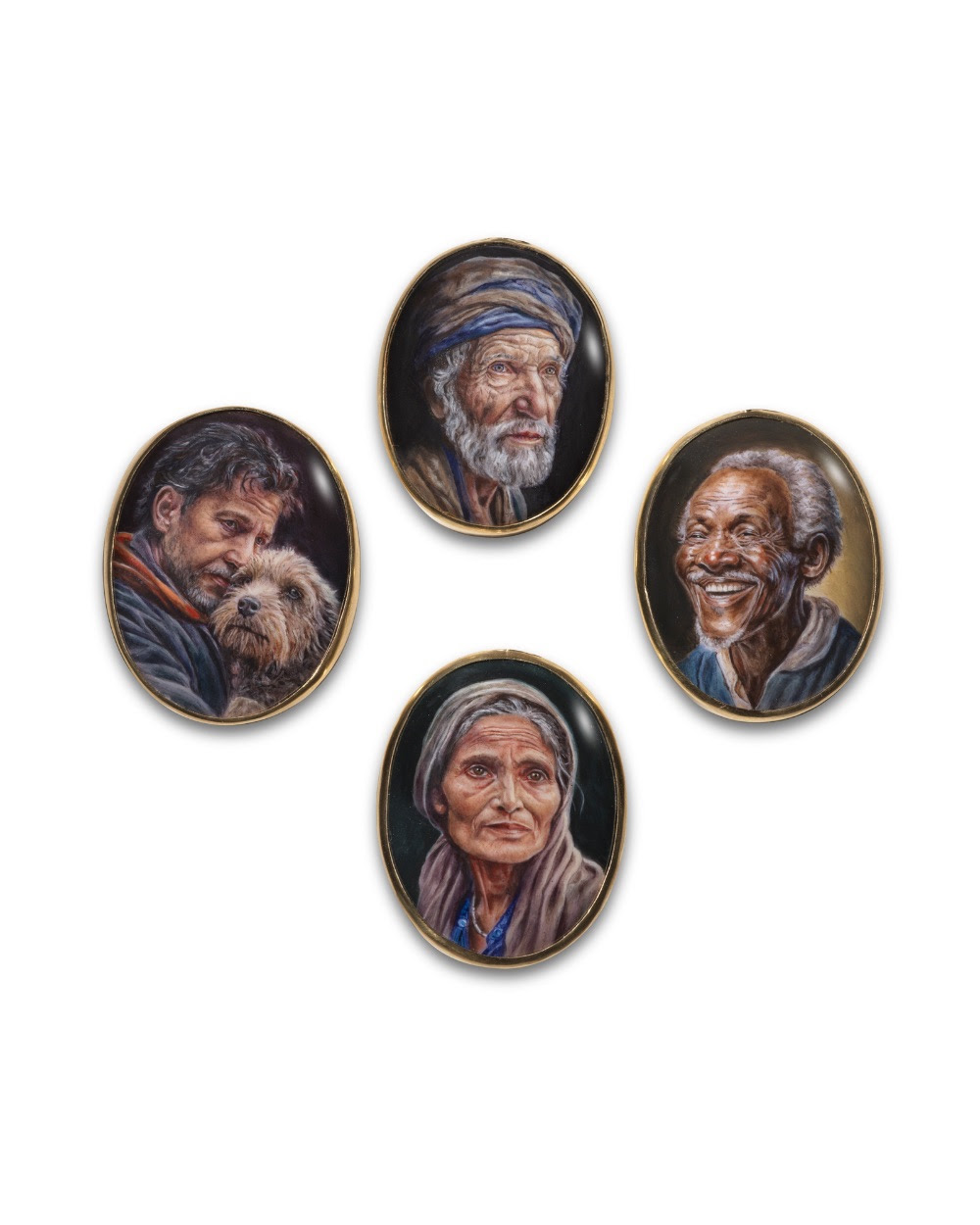 Penny Davis's 'Enamel Portraits', a series of four enamel portraits