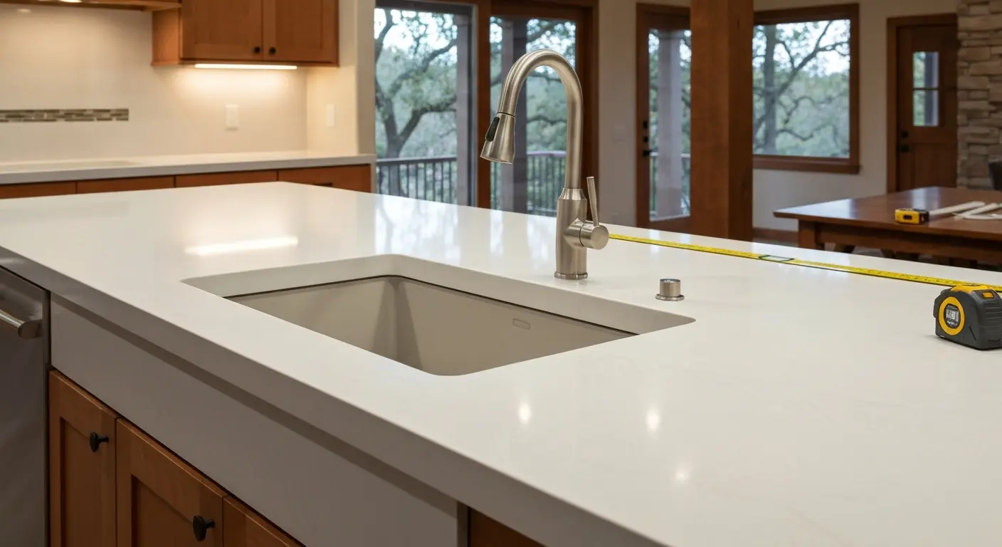 Solid surface kitchen countertop installation