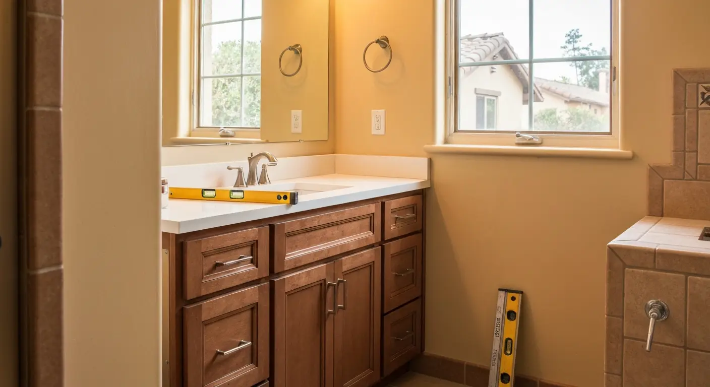 Bathroom vanity cabinet installation