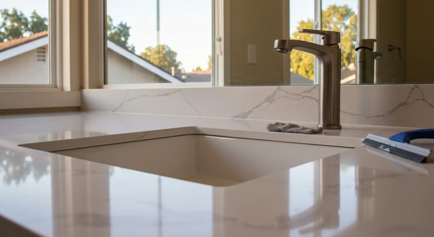 Bathroom vanity countertop and sink