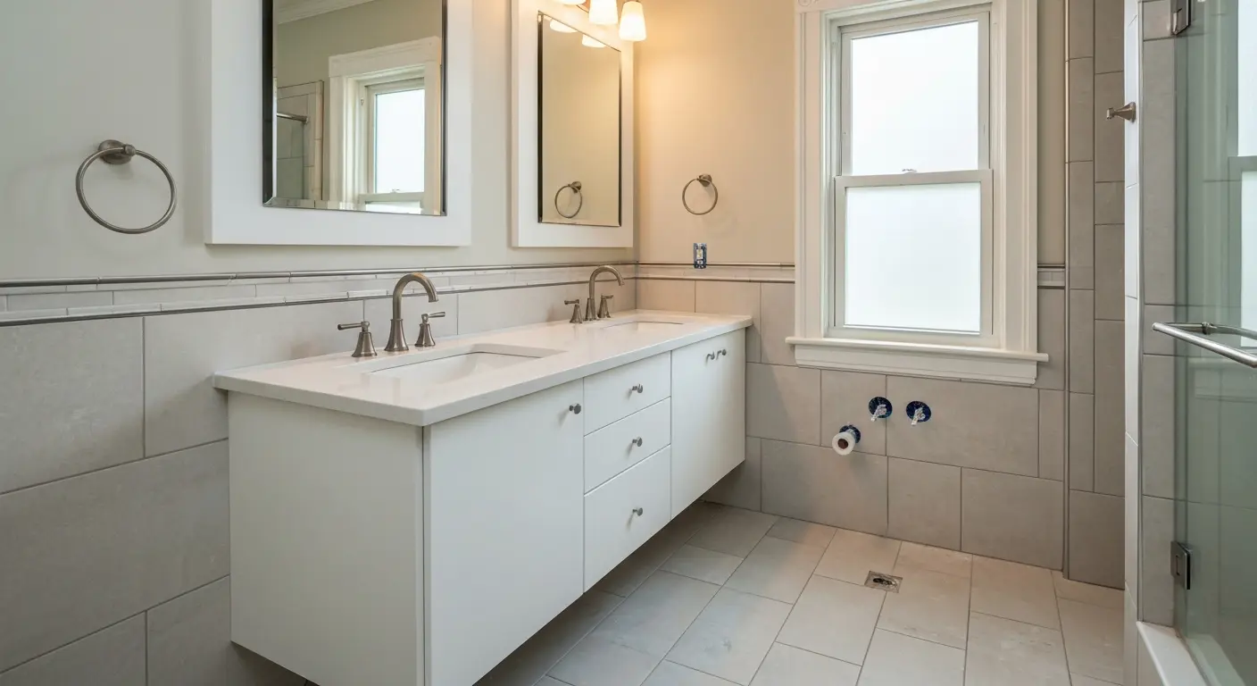 Modern bathroom with updated vanity and tile