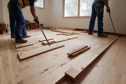 Clean the Subfloor and Fill Any Cracks or Uneven Areas Clean the Subfloor and Fill Any Cracks or Uneven Areas
