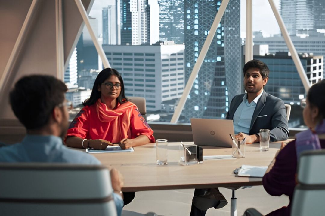 Diverse professionals meet around a conference table with city views, discussing AMPLIFIREI's methods for converting seller leads faster. Diverse professionals meet around a conference table with city views, discussing AMPLIFIREI's methods for converting seller leads faster.