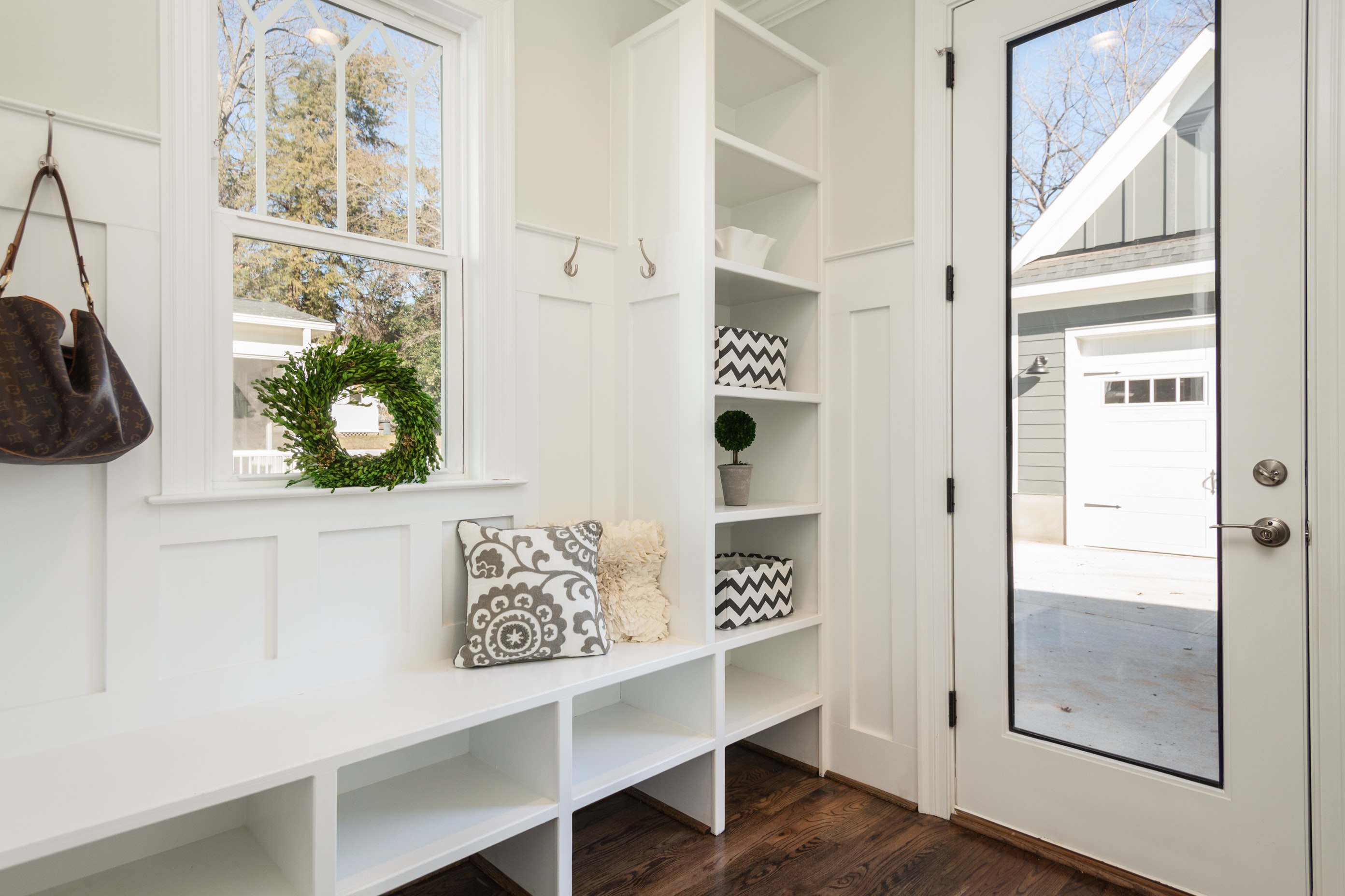 organized mud room closet