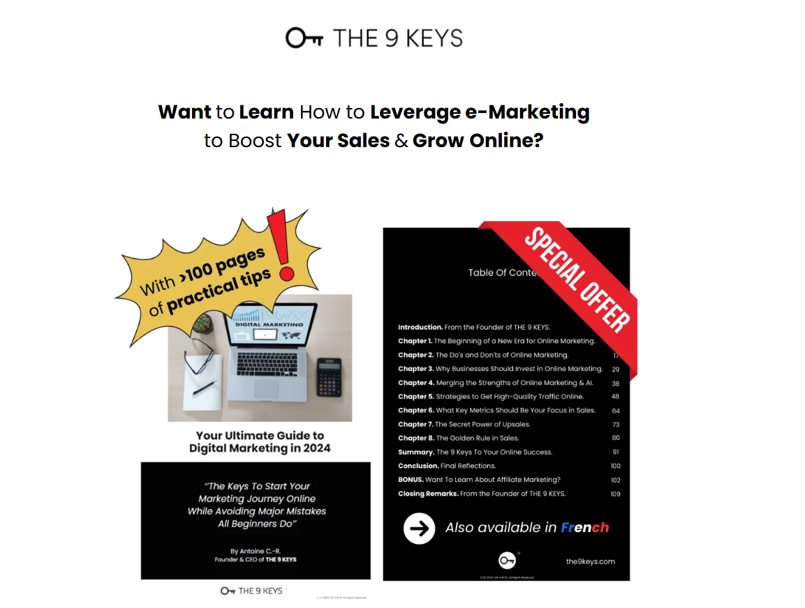 Exemple de l'une de nos propres pages de survente lors de la prise d'abonnement de tout nouveau client (datant de l'année dernière sur notre site anglophone) I the9keys.fr Exemple de l'une de nos propres pages de survente lors de la prise d'abonnement de tout nouveau client (datant de l'année dernière sur notre site anglophone) I the9keys.fr