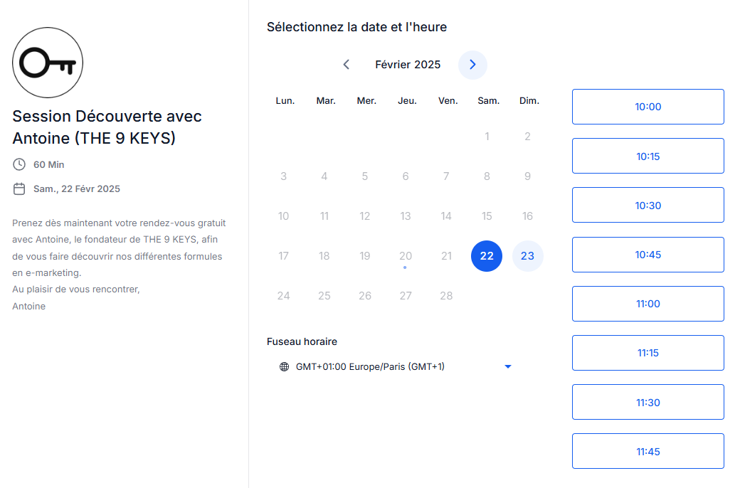 Intégrer un calendrier de prise de rendez-vous sur son site internet est devenu un incontournable pour toute entreprise numérique qui se respecte. I the9keys.fr Intégrer un calendrier de prise de rendez-vous sur son site internet est devenu un incontournable pour toute entreprise numérique qui se respecte. I the9keys.fr