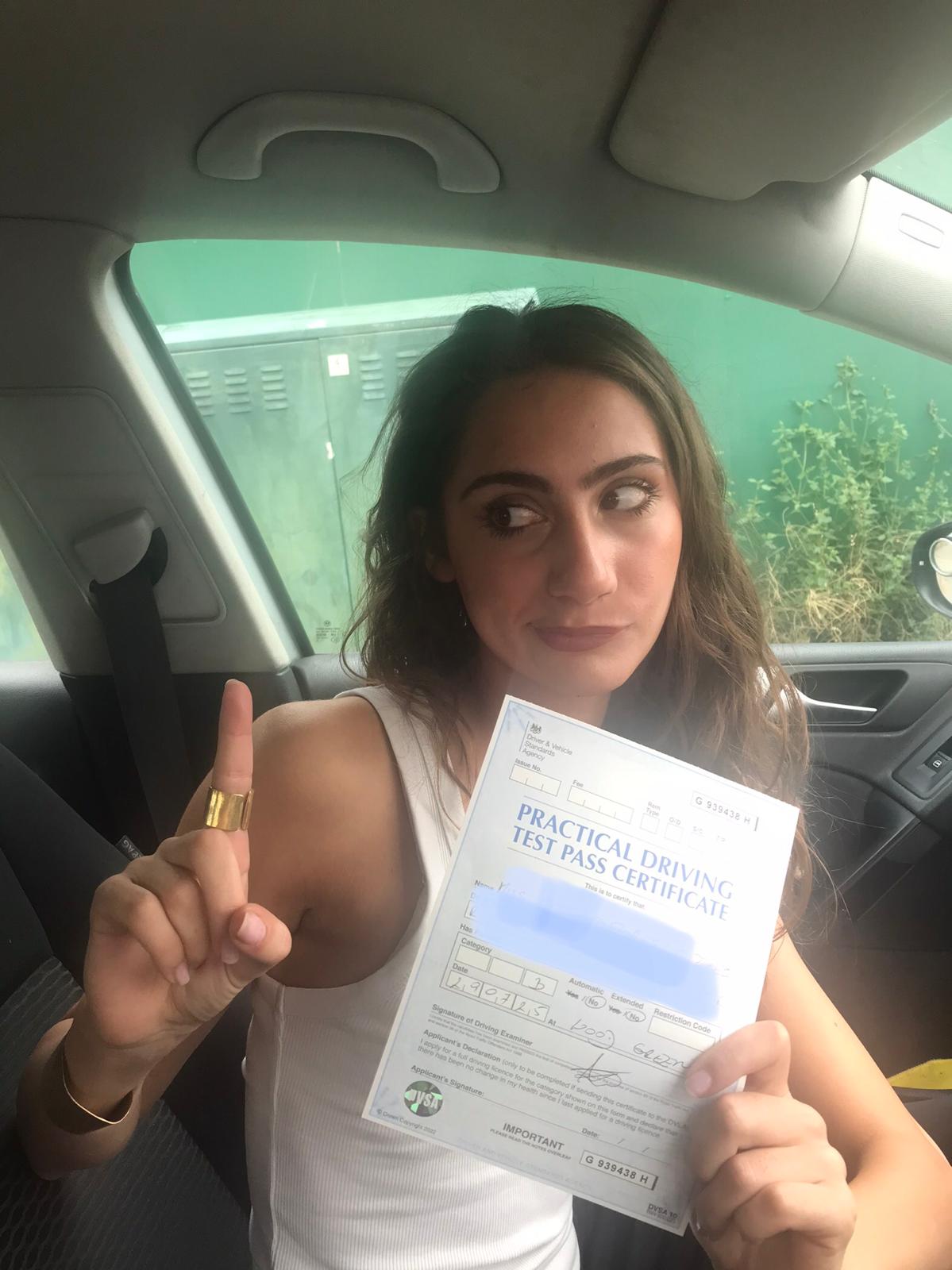 Successful student with pass certificate