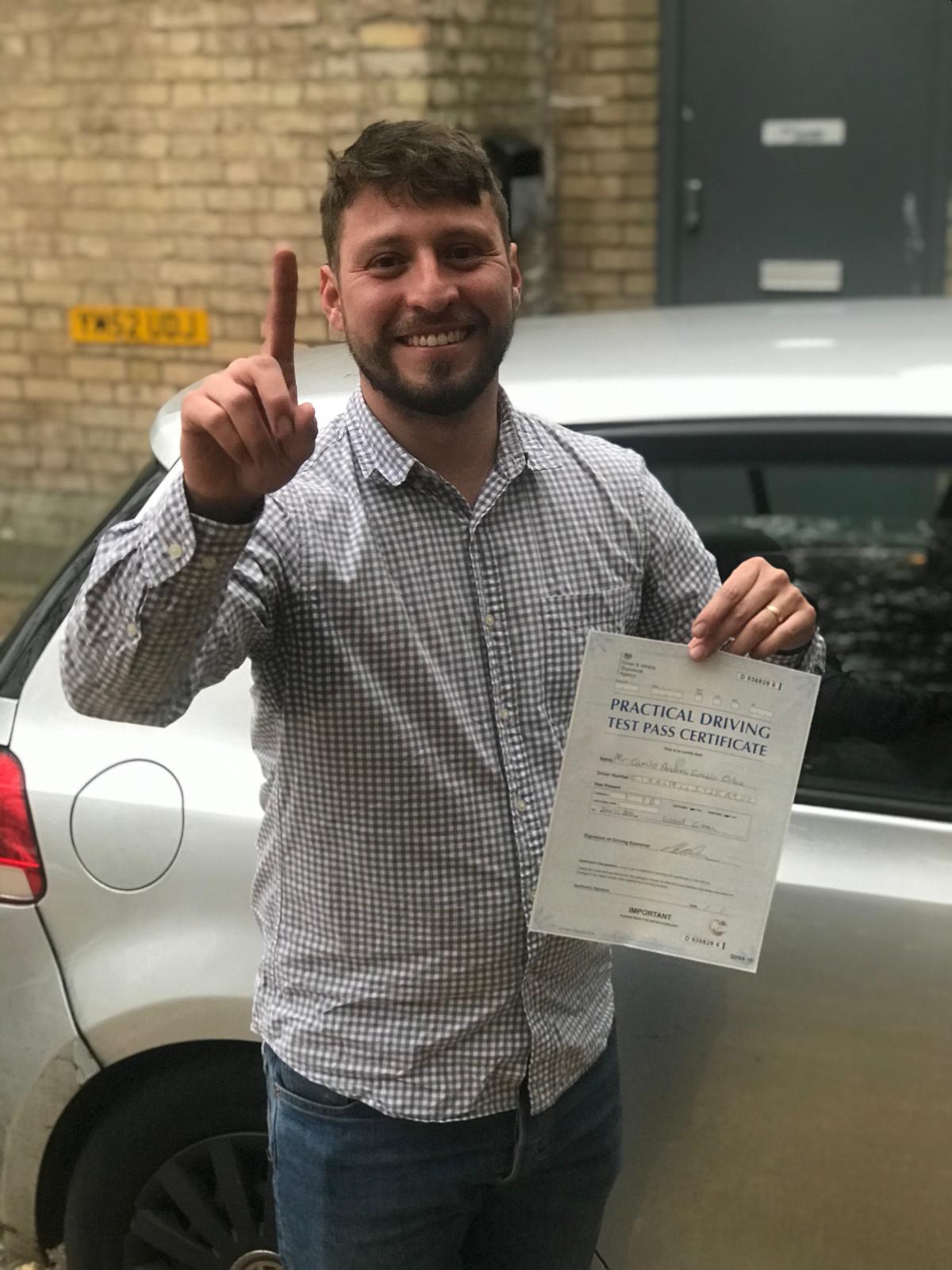 Successful student with pass certificate