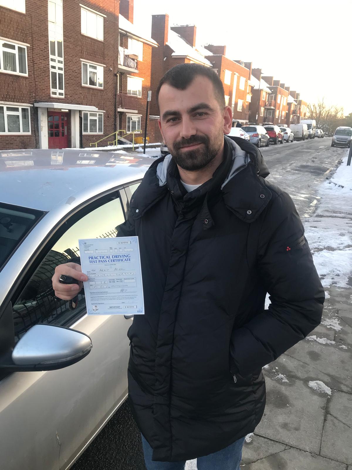 Successful student with pass certificate