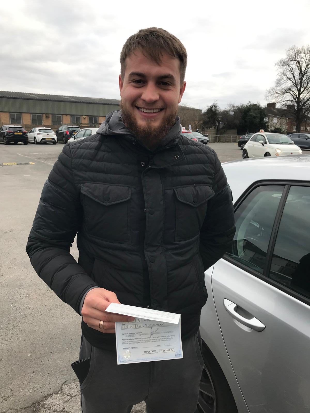 Successful student with pass certificate